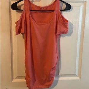 Coral Cut out shoulder tee